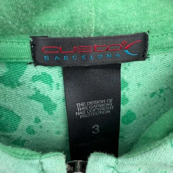 Custo Barcelona Hoodie Size 3 Green Embroidered Butterfly Splatter Art Boho * - Picture 6 of 12